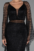 Long Black Beaded Evening Dress ABU6349