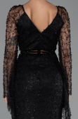 Long Black Beaded Evening Dress ABU6349