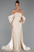 Long Beige Beaded Evening Dress ABU6351