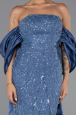 Long Indigo Beaded Evening Dress ABU6351