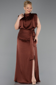 Light Brown Long Satin Plus Size Evening Dress ABU2969