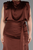 Light Brown Long Satin Plus Size Evening Dress ABU2969