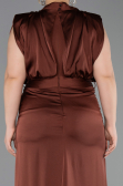Light Brown Long Satin Plus Size Evening Dress ABU2969