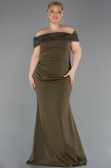 Long Olive Drab Plus Size Evening Dress ABU6302