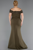Long Olive Drab Plus Size Evening Dress ABU6302