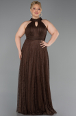Long Brown Dantelle Plus Size Evening Dress ABU6330