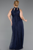 Long Navy Blue Dantelle Plus Size Evening Dress ABU6330