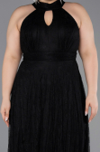 Long Black Dantelle Plus Size Evening Dress ABU6330