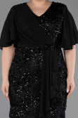 Midi Black Scaly Plus Size Cocktail Dress ABK2666
