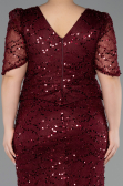 Long Burgundy Beaded Plus Size Evening Gown ABU6334