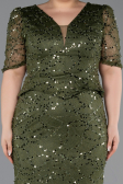 Long Olive Drab Beaded Plus Size Evening Dress ABU6334