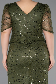 Long Olive Drab Beaded Plus Size Evening Dress ABU6334