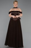 Long Brown Chiffon Plus Size Evening Dress ABU5551
