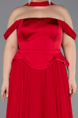 Long Red Chiffon Plus Size Evening Dress ABU5551