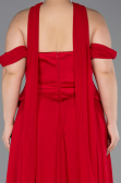 Long Red Chiffon Plus Size Evening Dress ABU5551