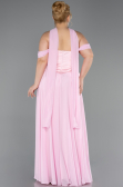 Long Powder Color Chiffon Plus Size Evening Dress ABU5551