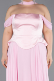 Long Powder Color Chiffon Plus Size Evening Dress ABU5551