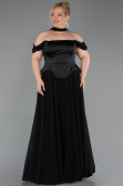 Long Black Chiffon Plus Size Evening Dress ABU5551