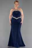 Long Navy Blue Plus Size Evening Gown ABU6338