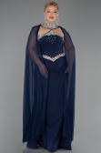 Long Navy Blue Plus Size Evening Gown ABU6338