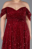 Long Burgundy Beaded Plus Size Evening Gown ABU6347