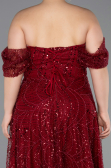 Long Burgundy Beaded Plus Size Evening Gown ABU6347