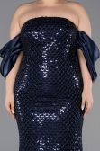 Long Navy Blue Scaly Plus Size Evening Gown ABU6312