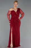 Long Burgundy Dantelle Plus Size Evening Gown ABU6339