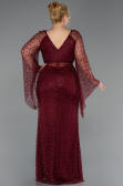 Long Burgundy Beaded Plus Size Evening Dress ABU6350