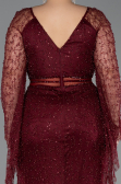 Long Burgundy Beaded Plus Size Evening Dress ABU6350