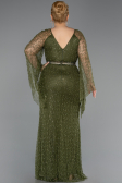 Long Olive Drab Beaded Plus Size Evening Gown ABU6350