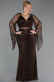 Long Brown Beaded Plus Size Evening Gown ABU6350