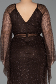 Long Brown Beaded Plus Size Evening Gown ABU6350