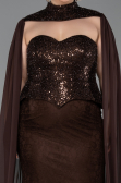 Long Brown Dantelle Plus Size Evening Dress ABU6361