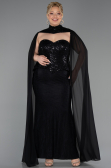 Long Black Dantelle Plus Size Evening Dress ABU6361