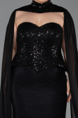 Long Black Dantelle Plus Size Evening Dress ABU6361