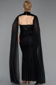 Long Black Dantelle Plus Size Evening Dress ABU6361