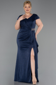 Long Navy Blue Plus Size Evening Dress ABU6362
