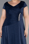 Long Navy Blue Plus Size Evening Gown ABU6363