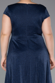 Long Navy Blue Plus Size Evening Gown ABU6363