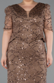 Long Copper Beaded Plus Size Evening Dress ABU6334