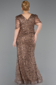 Long Copper Beaded Plus Size Evening Dress ABU6334
