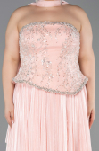 Long Salmon Chiffon Plus Size Evening Gown ABU5793