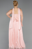 Long Salmon Chiffon Plus Size Evening Gown ABU5793