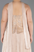 Long Beige Chiffon Plus Size Evening Gown ABU5793
