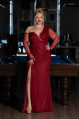 Long Burgundy Dantelle Plus Size Evening Gown ABU6339