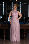 Long Powder Color Dantelle Plus Size Evening Dress ABU6330