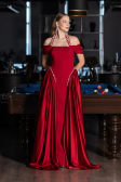 Long Red Satin Evening Dress ABU5995