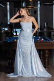 Long Light Blue Beaded Evening Dress ABU5511