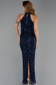 Long Navy Blue Dantelle Evening Dress ABU6405